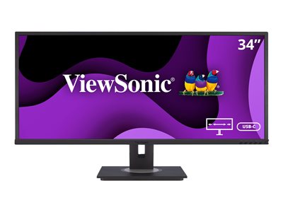 Viewsonic VG3456 34" Ultra-Wide Docking Monitor, 2xHDMI, Display Port, USB-C, WQHD, 60Hz, 5ms, Freesync, Speakers, VESA, Height Adjust, Black-PCR Business Solutions Ltd
